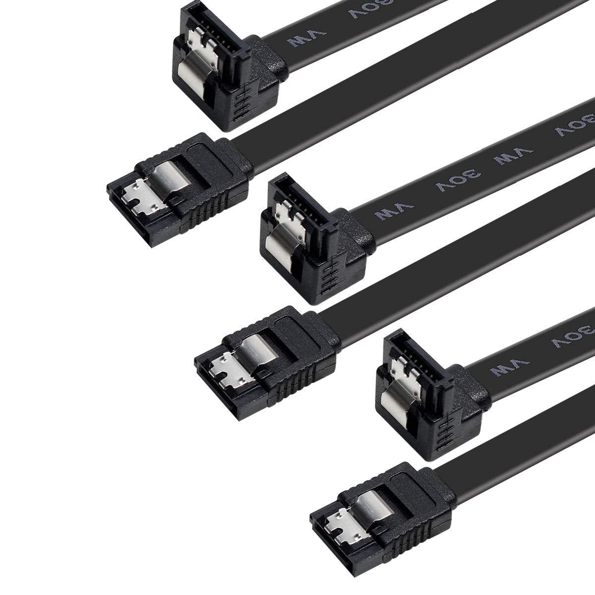 SATA Cable III, SATA Cable III 6Gbps 90 Degree Right Angle with Locking Latch 18 Inch for SATA HDD, SSD, CD Driver, CD Writer - Right Angel