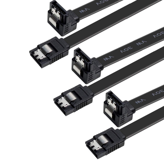 SATA Cable III, SATA Cable III 6Gbps 90 Degree Right Angle with Locking Latch 18 Inch for SATA HDD, SSD, CD Driver, CD Writer - Right Angel