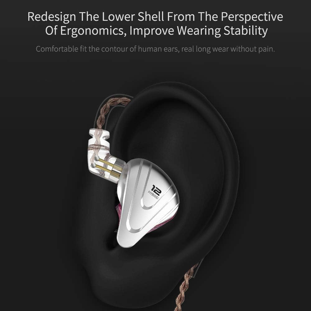 KZ ZSX 5BA+1DD 6 Driver Hybrid In-Ear Hifi Earphones with Zinc Alloy Faceplate, 0.75Mm 2 Pin Detachable Cable for Audiophile Musician (With Mic, Black)