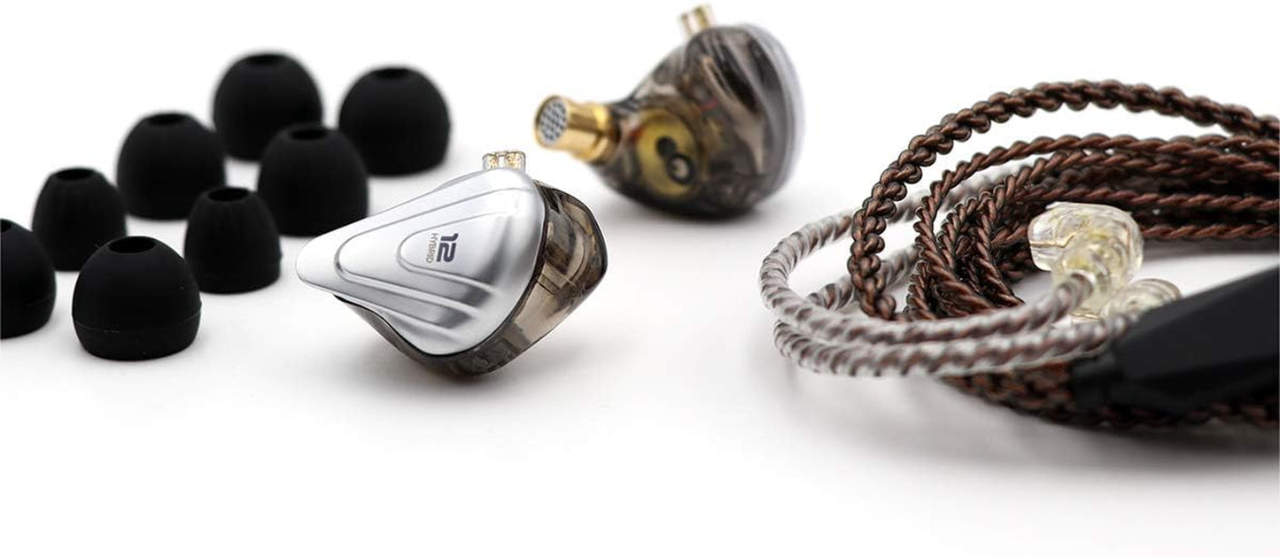 KZ ZSX 5BA+1DD 6 Driver Hybrid In-Ear Hifi Earphones with Zinc Alloy Faceplate, 0.75Mm 2 Pin Detachable Cable for Audiophile Musician (With Mic, Black)