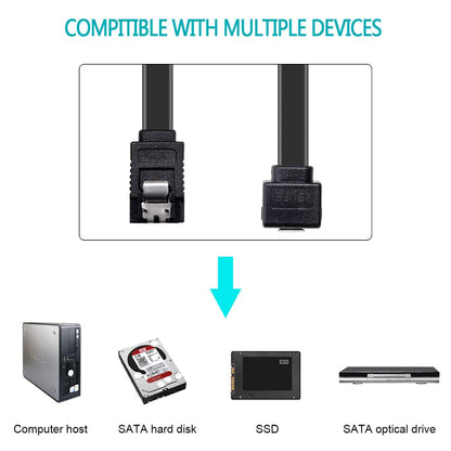 SATA Cable III, SATA Cable III 6Gbps 90 Degree Right Angle with Locking Latch 18 Inch for SATA HDD, SSD, CD Driver, CD Writer - Right Angel