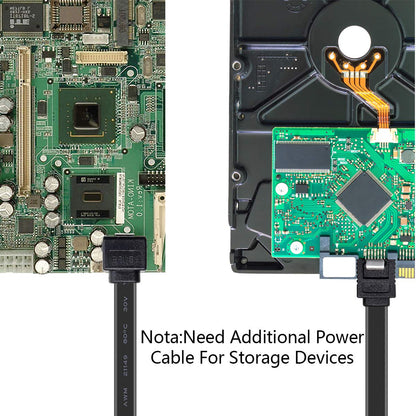 SATA Cable III, SATA Cable III 6Gbps 90 Degree Right Angle with Locking Latch 18 Inch for SATA HDD, SSD, CD Driver, CD Writer - Right Angel