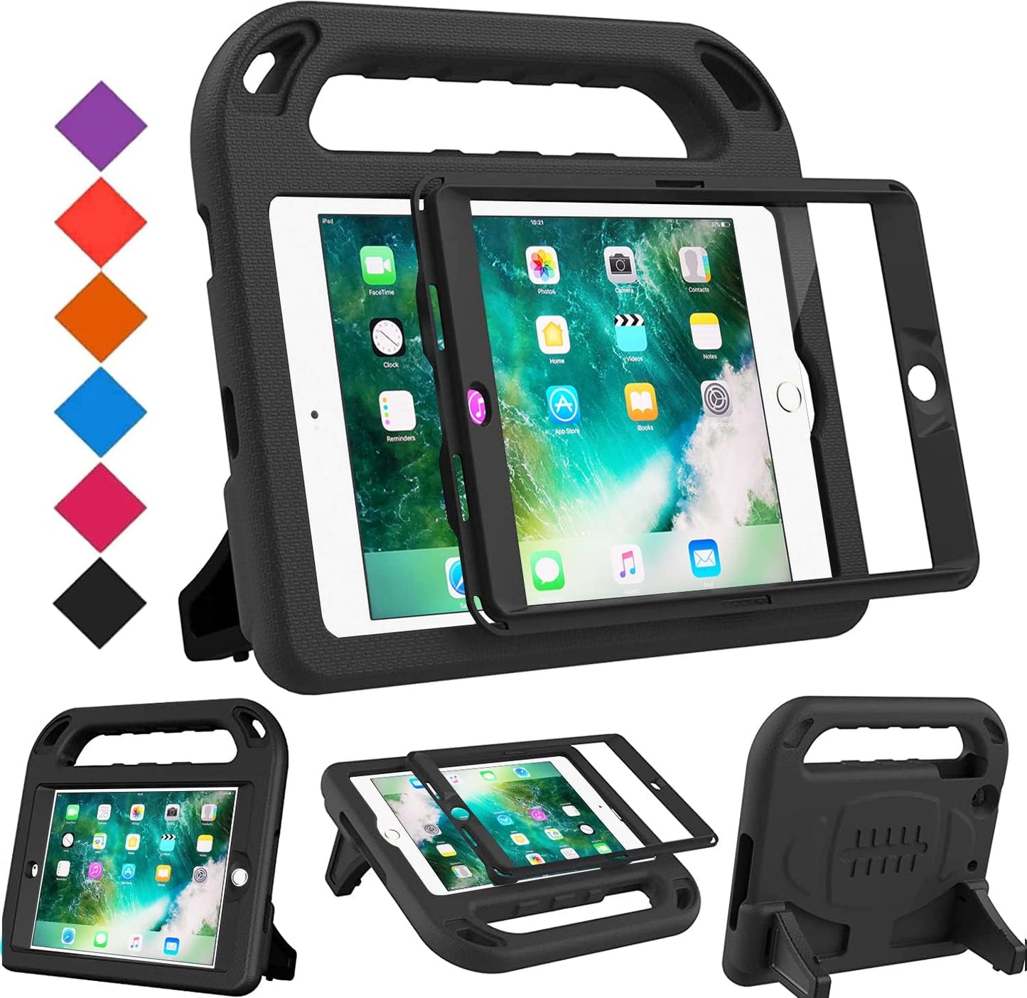 Case for Ipad Mini 1 2 3, Ipad Mini 1/2/3 Case for Kids - Built-In Screen Protector, Shockproof Lightweight Hard Cover Handle Stand Kids Case for Ipad Mini 1St 2Nd 3Rd Generation, Rose