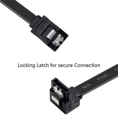 SATA Cable III, SATA Cable III 6Gbps 90 Degree Right Angle with Locking Latch 18 Inch for SATA HDD, SSD, CD Driver, CD Writer - Right Angel