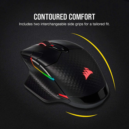 Corsair Dark CORE RGB PRO Wireless/Wired FPS MOBA Gaming Mouse – 18,000 DPI, Fast Response Time, 8 Programmable Side Buttons, Dynamic Multi-Color Backlighting – Black